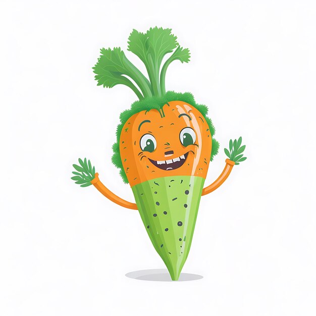 Photo cartoon carrot with a happy face