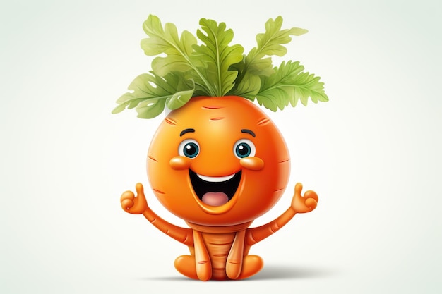 Cartoon carrot with happy faces on white background Generative AI