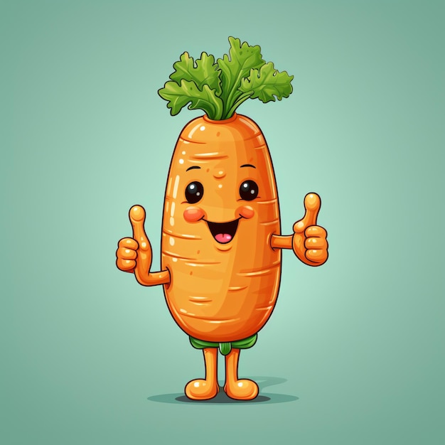 a cartoon carrot with two thumbs up