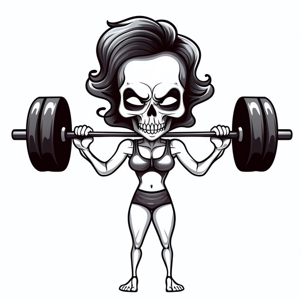 Photo cartoon a cartoon of a woman lifting weights