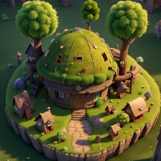 Cartoon castle isometric illustration