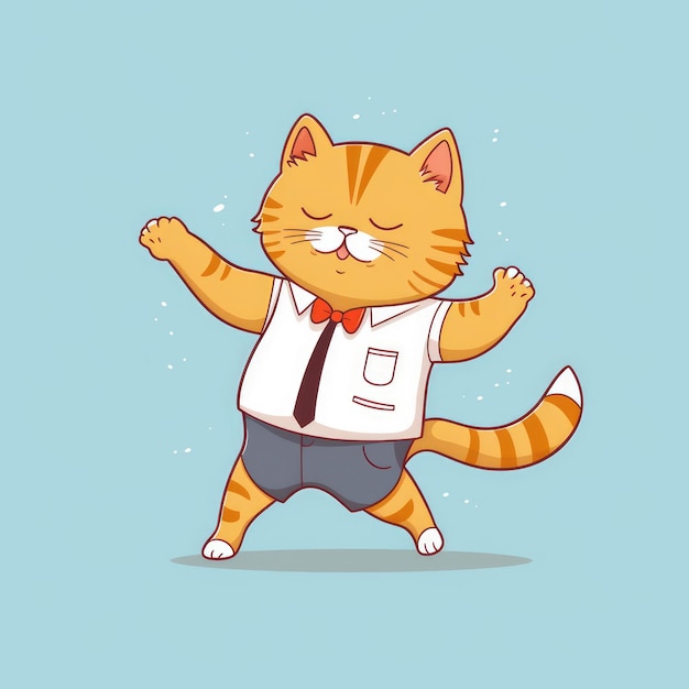 Photo cartoon cat dancing ai generated image