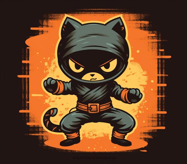 cartoon cat ninja with a fist in his hand generative ai