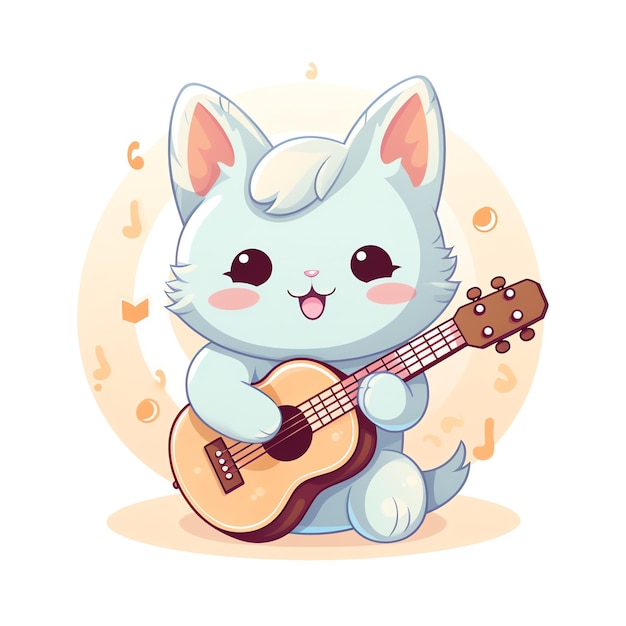 a cartoon of a cat playing a guitar