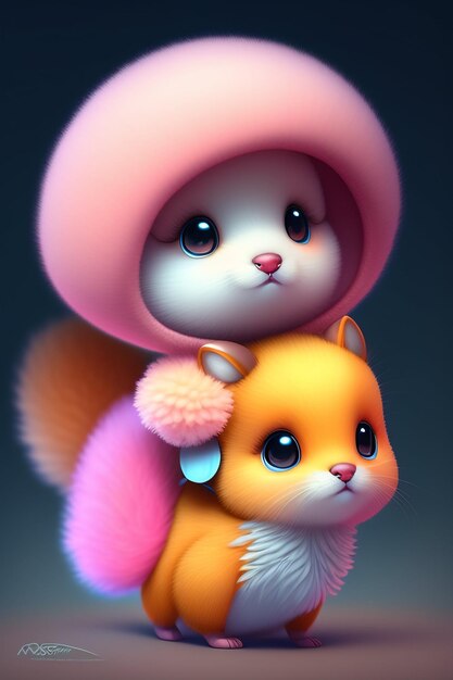 Photo a cartoon cat and rabbit wearing capes