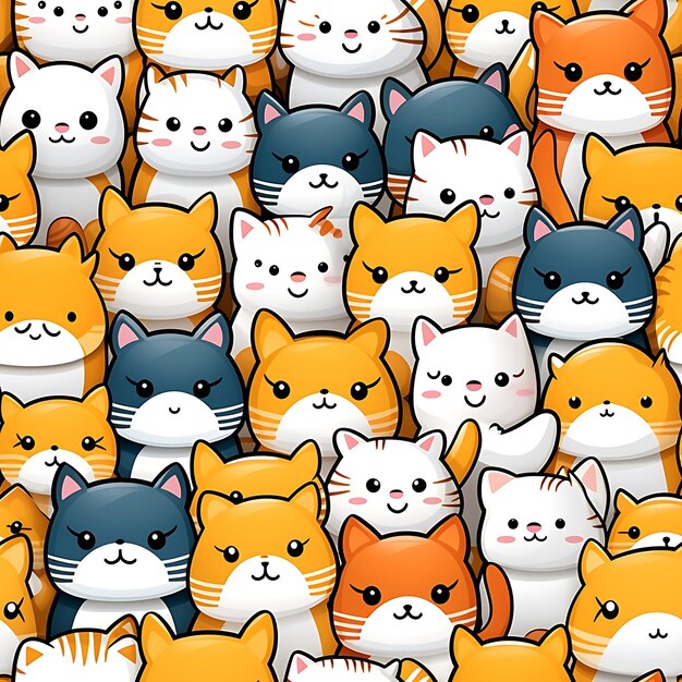 Cartoon cat seamless pattern