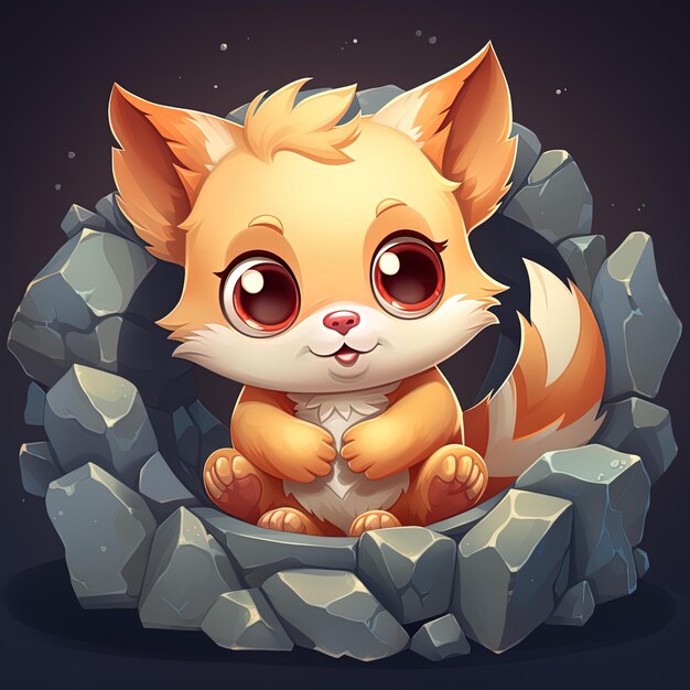 a cartoon cat sits on a rock with the words  the name fox  on it