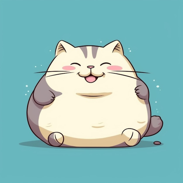 a cartoon cat sitting on the ground with its eyes closed generative ai