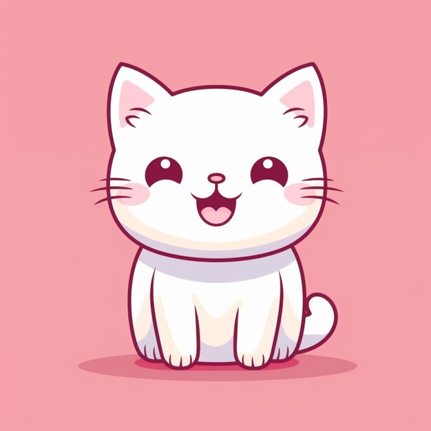 cartoon cat sitting on a pink background with a pink background generative ai