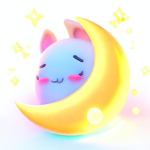 Photo a cartoon cat sleeping on a moon