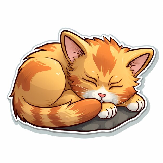 Photo cartoon cat sleeping on a pillow with its eyes closed generative ai