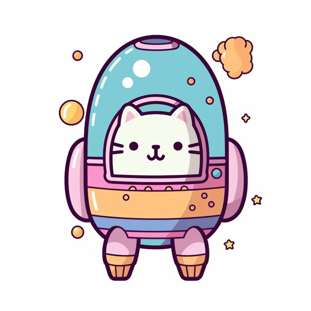 cartoon cat in space suit with stars and clouds generative ai