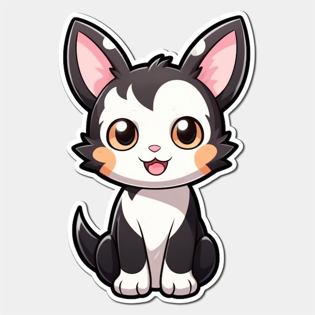 cartoon cat sticker with a cute face and big eyes generative ai