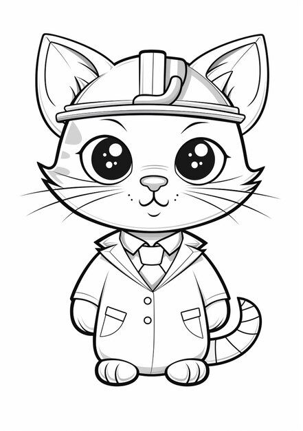 Photo a cartoon cat wearing a firemans hat and jacket generative ai