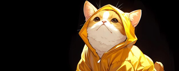 Photo a cartoon of a cat wearing a yellow raincoat