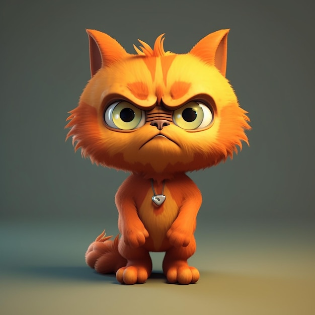 A cartoon cat with an angry expression on its chest.