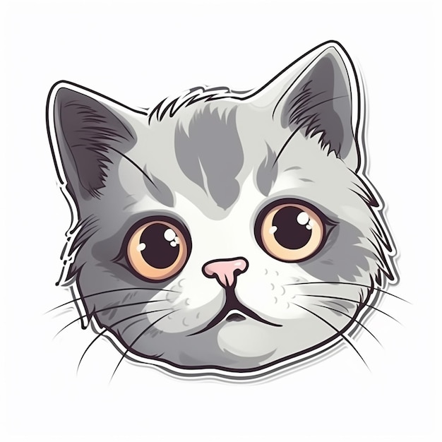 Cartoon cat with big eyes and a sad look on its face generative ai