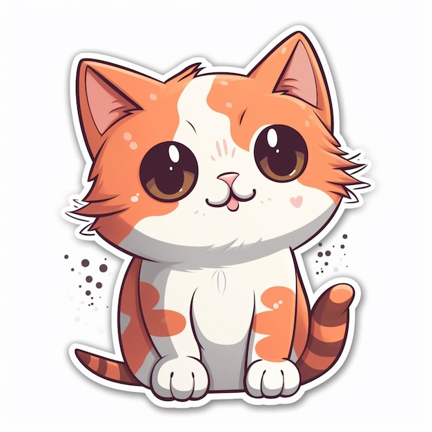 cartoon cat with big eyes sitting on the ground generative ai