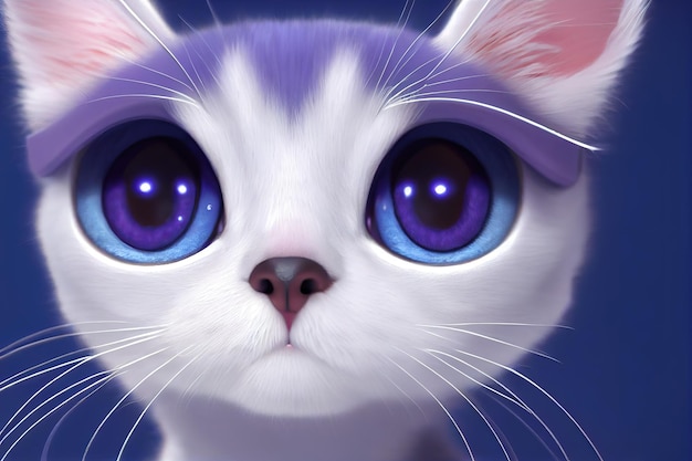 Cartoon cat with big eyes