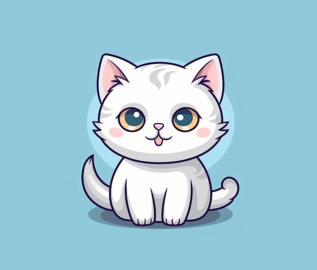 Cartoon cat with a blue background.