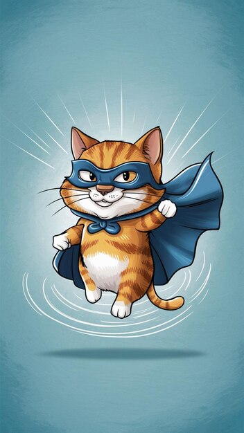 a cartoon cat with a blue cape that says  cat