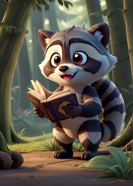 a cartoon cat with a book in his hand