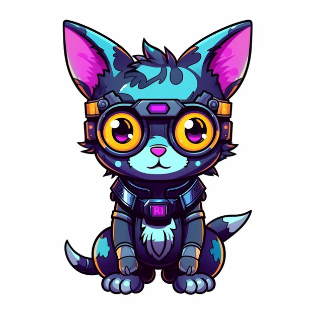 a cartoon cat with glasses and a helmet on generative ai