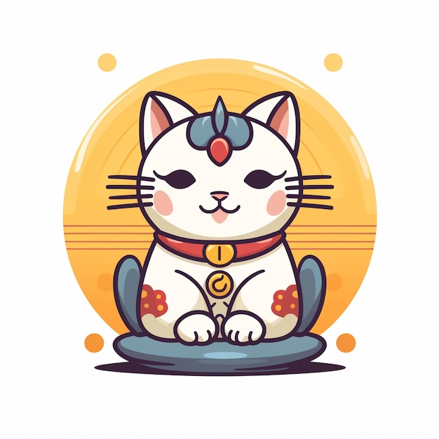 Cartoon cat with a gold medal sitting on a plate generative ai