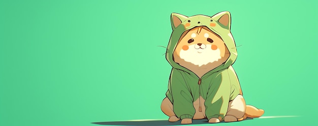 Photo a cartoon cat with a green background with a green background