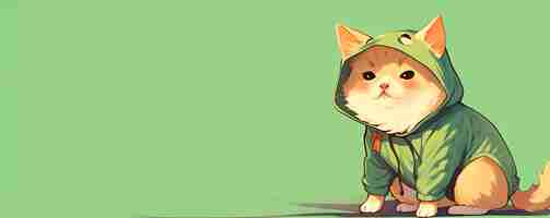 Photo a cartoon of a cat with a green background