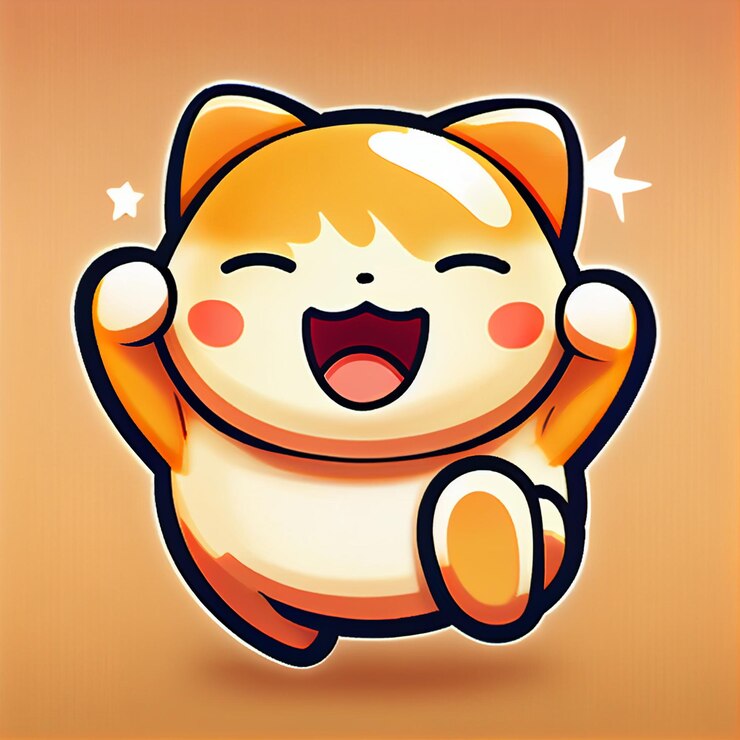 Photo 얼굴에 행복한 표정을 가진 만화 고양이