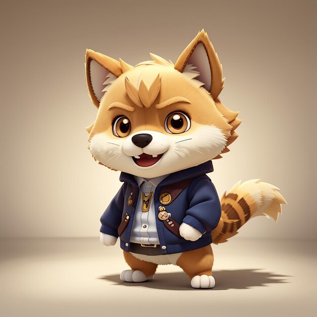 Photo a cartoon cat with a jacket that says fox on it