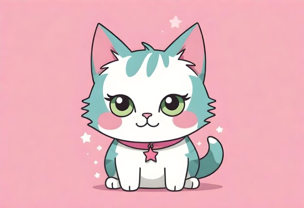 a cartoon cat with a pink background with a star on it