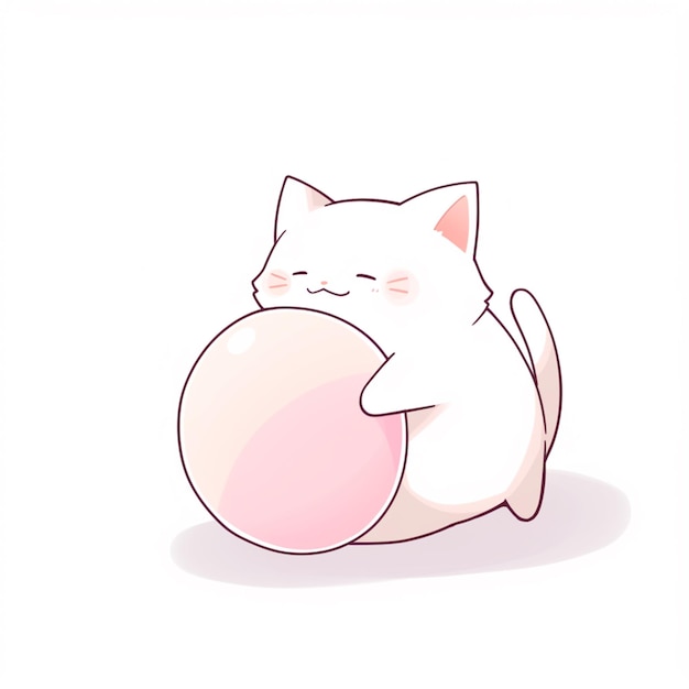 足にピンクのボールを持つ漫画猫の生成 ai