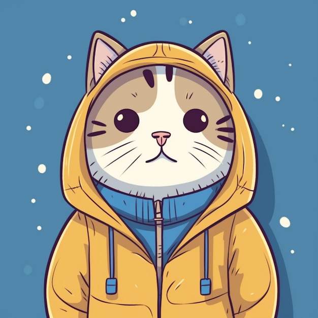 мультфильм кошка в желтом пиджаке с синим шарфом генеративный ай