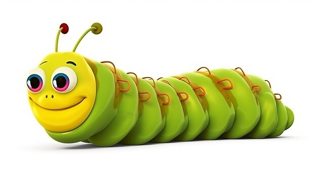 Photo cartoon caterpillar isolated on white background