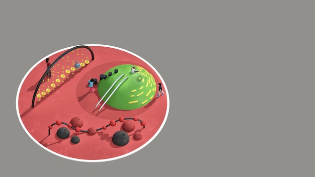 Photo a cartoon of a cell with a green object on it