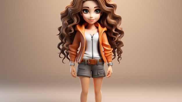 만화 캐릭터 모델 소녀의 3D 모델