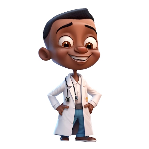 Cartoon character of african american male doctor with stethoscope