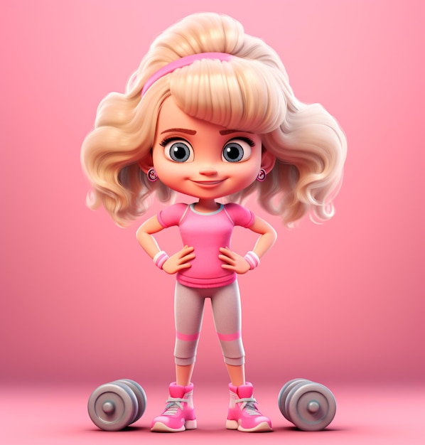 Photo cartoon character a beautiful girl with blond hair