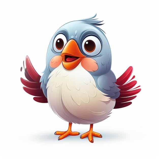 Cartoon character of a bird on white background