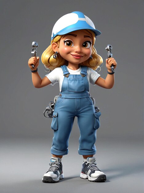 Photo a cartoon character in a blue overalls and white shirt