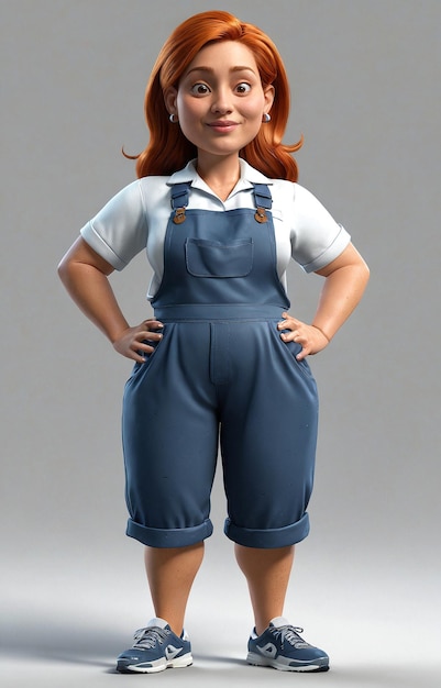 Photo a cartoon character in a blue overalls and white shirt