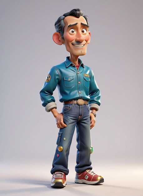 Photo a cartoon character in a blue shirt and jeans