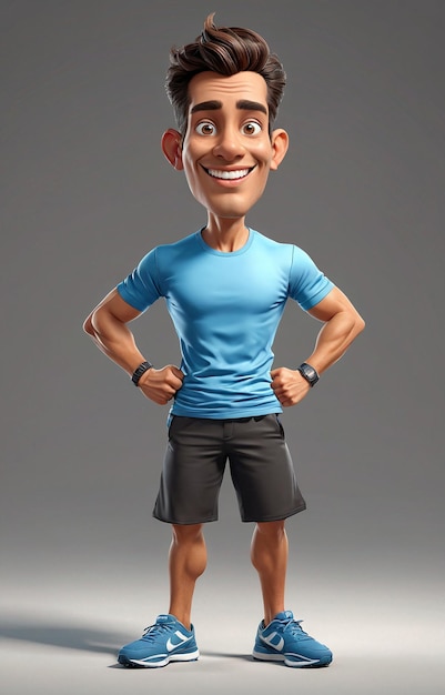 Photo a cartoon character in a blue shirt and shorts