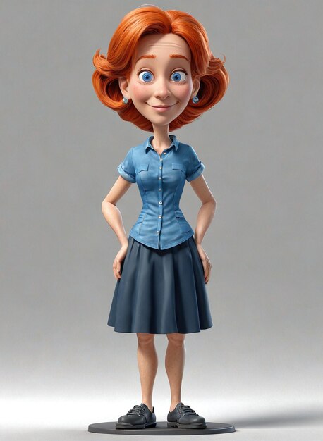 a cartoon character in a blue shirt and skirt