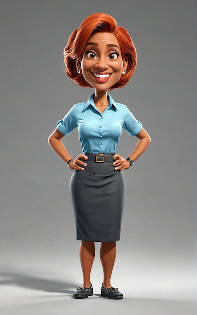 a cartoon character in a blue shirt and skirt