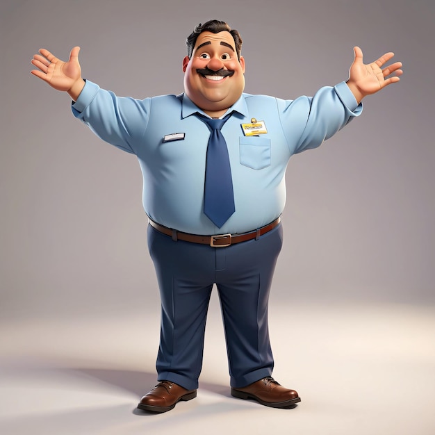 a cartoon character in a blue shirt and tie