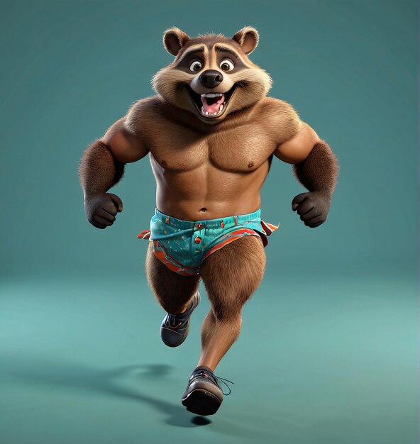 Photo a cartoon character in a blue underwear running