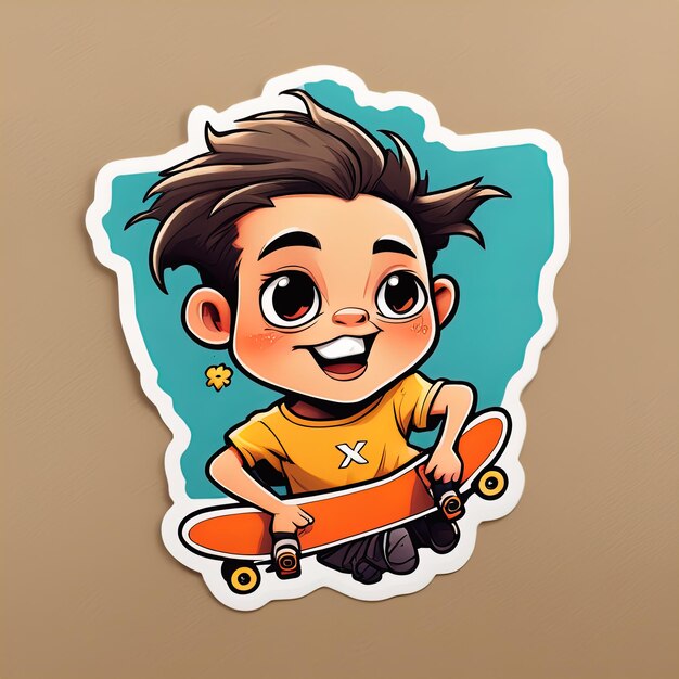 cartoon character of boy riding a scootercute cartoon character of a boy with skateboard